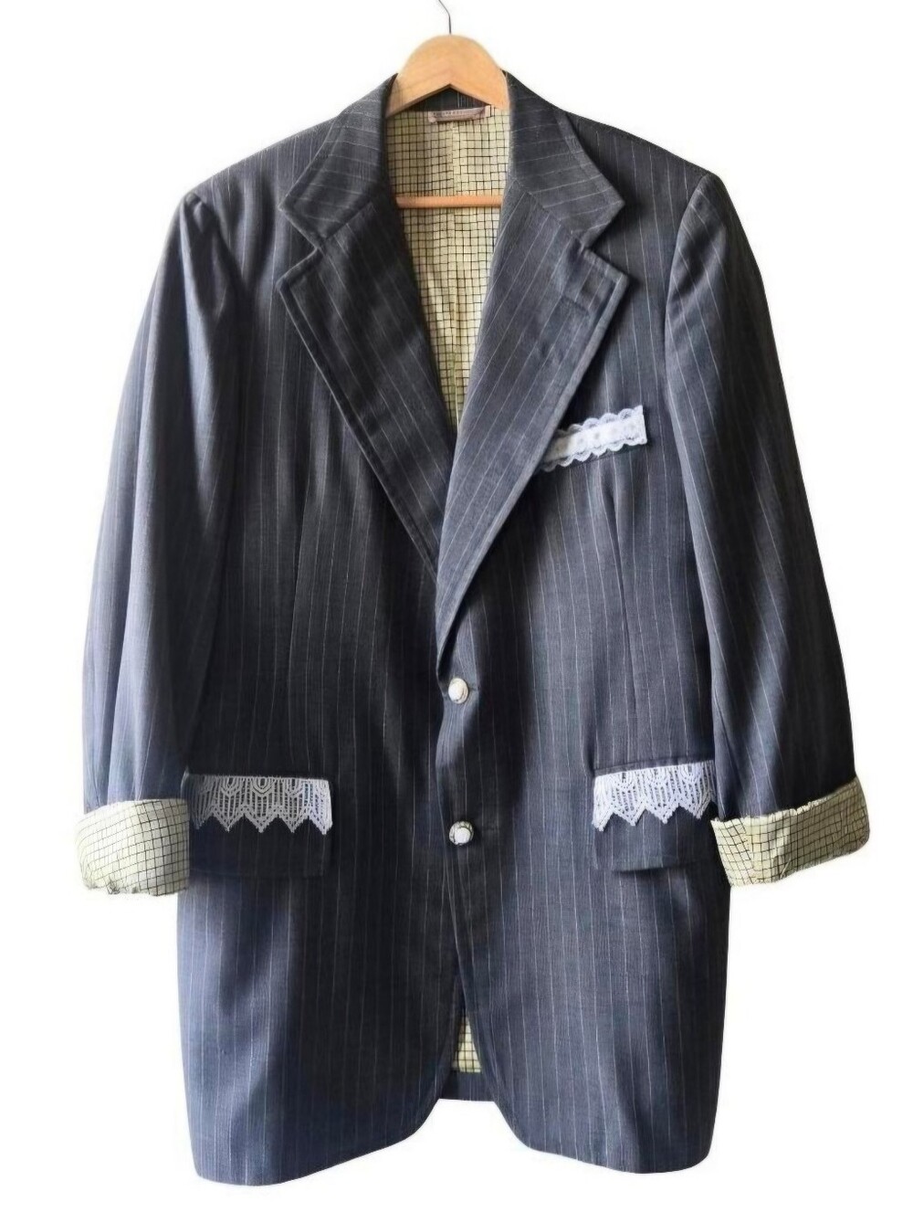 ✨ Vintage Pinstripe Lace Blazer ✨